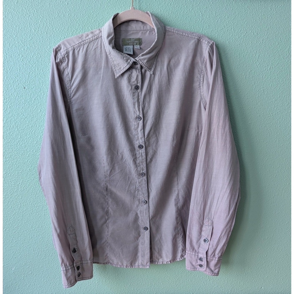 The Territory Ahead Silk Cotton Button Down Shirt Mauve Pink Womens‎ Large
